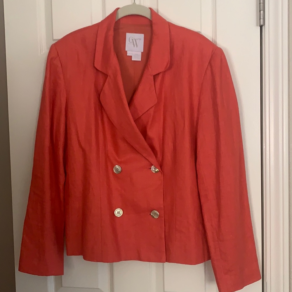 100% linen orange blazer size 10